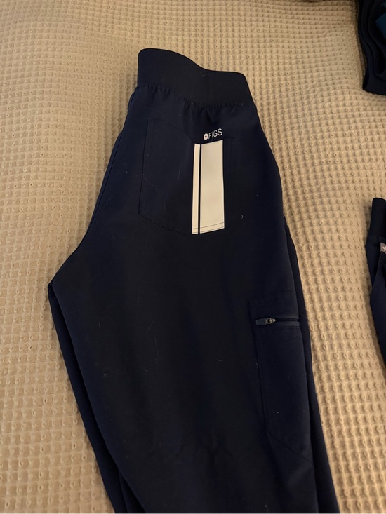 Figs Pants - FIGS Zamora Jogger Scrubs Navy with Pink Drawstring